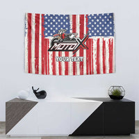 Personalized Motocross Rider Tapestry with American Flag and Thin Blue Line Pattern - Wonder Print Shop