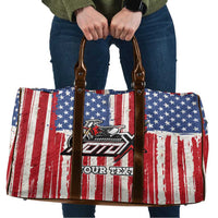 Personalized Motocross Rider Travel Bag with American Flag and Thin Blue Line Pattern - Wonder Print Shop
