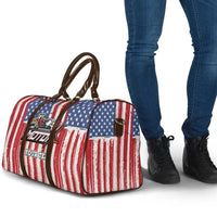 Personalized Motocross Rider Travel Bag with American Flag and Thin Blue Line Pattern - Wonder Print Shop