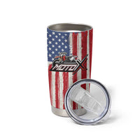 Personalized Motocross Rider Tumbler Cup with American Flag and Thin Blue Line Pattern - Wonder Print Shop