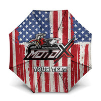 Personalized Motocross Rider Umbrella with American Flag and Thin Blue Line Pattern - Wonder Print Shop