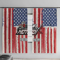 Personalized Motocross Rider Window Curtain with American Flag and Thin Blue Line Pattern - Wonder Print Shop