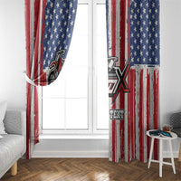 Personalized Motocross Rider Window Curtain with American Flag and Thin Blue Line Pattern - Wonder Print Shop