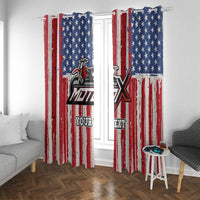 Personalized Motocross Rider Window Curtain with American Flag and Thin Blue Line Pattern - Wonder Print Shop