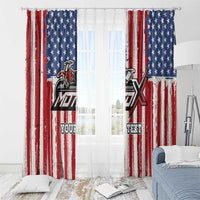 Personalized Motocross Rider Window Curtain with American Flag and Thin Blue Line Pattern - Wonder Print Shop