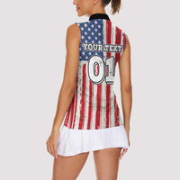 Personalized Motocross Rider Women Sleeveless Polo Shirt with American Flag and Thin Blue Line Pattern - Wonder Print Shop