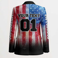 Personalized Motocross Rider Blazer with Distressed American Flag in Red White Blue Grunge Style - Wonder Print Shop