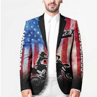 Personalized Motocross Rider Blazer with Distressed American Flag in Red White Blue Grunge Style - Wonder Print Shop