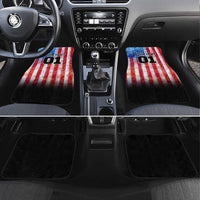 Personalized Motocross Rider Car Mats with Distressed American Flag in Red White Blue Grunge Style - Wonder Print Shop