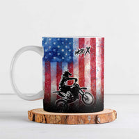 Personalized Motocross Rider Ceramic Mug with Distressed American Flag in Red White Blue Grunge Style - Wonder Print Shop