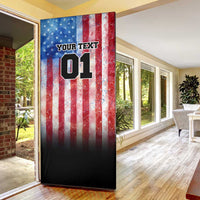 Personalized Motocross Rider Door Cover with Distressed American Flag in Red White Blue Grunge Style - Wonder Print Shop