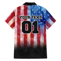 Personalized Motocross Rider Hawaiian Shirt with Distressed American Flag in Red White Blue Grunge Style - Wonder Print Shop