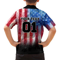 Personalized Motocross Rider Hawaiian Shirt with Distressed American Flag in Red White Blue Grunge Style - Wonder Print Shop