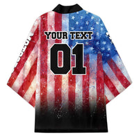 Personalized Motocross Rider Kimono with Distressed American Flag in Red White Blue Grunge Style - Wonder Print Shop