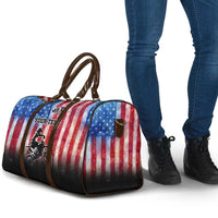 Personalized Motocross Rider Travel Bag with Distressed American Flag in Red White Blue Grunge Style - Wonder Print Shop