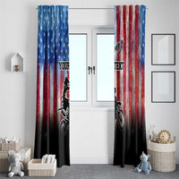 Personalized Motocross Rider Window Curtain with Distressed American Flag in Red White Blue Grunge Style - Wonder Print Shop