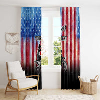 Personalized Motocross Rider Window Curtain with Distressed American Flag in Red White Blue Grunge Style - Wonder Print Shop