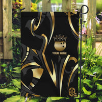 Personalized Golden Tribal Bowling Ball Emblem Garden Flag with Black Abstract Metallic Pattern - Wonder Print Shop