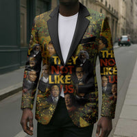 Black History Portrait Collage Blazer Africa Empowering They Not Like Us Quote in Grunge Paint - Wonder Print Shop