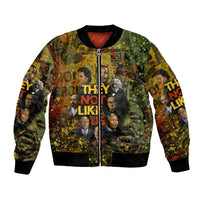 Black History Portrait Collage Bomber Jacket Africa Empowering They Not Like Us Quote in Grunge Paint - Wonder Print Shop