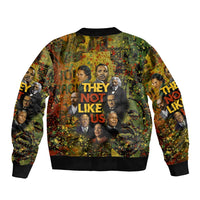 Black History Portrait Collage Bomber Jacket Africa Empowering They Not Like Us Quote in Grunge Paint - Wonder Print Shop