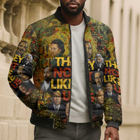 Black History Portrait Collage Bomber Puffer Jacket Africa Empowering They Not Like Us Quote in Grunge Paint - Wonder Print Shop