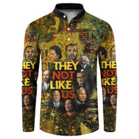 Black History Portrait Collage Button Sweatshirt Africa Empowering They Not Like Us Quote in Grunge Paint