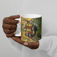 Black History Portrait Collage Ceramic Mug Africa Empowering They Not Like Us Quote in Grunge Paint - Wonder Print Shop