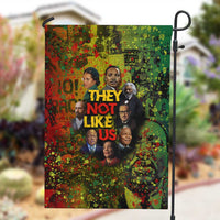 Black History Portrait Collage Garden Flag Africa Empowering They Not Like Us Quote in Grunge Paint - Wonder Print Shop