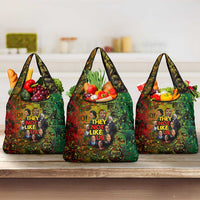 Black History Portrait Collage Grocery Bag Africa Empowering They Not Like Us Quote in Grunge Paint - Wonder Print Shop
