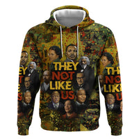 Black History Portrait Collage Hoodie Africa Empowering They Not Like Us Quote in Grunge Paint - Wonder Print Shop