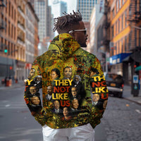 Black History Portrait Collage Hoodie Africa Empowering They Not Like Us Quote in Grunge Paint - Wonder Print Shop