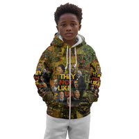 Black History Portrait Collage Kid Hoodie Africa Empowering They Not Like Us Quote in Grunge Paint - Wonder Print Shop