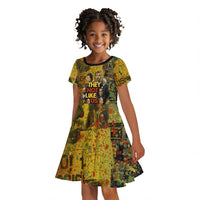 Black History Portrait Collage Kid Short Sleeve Dress Africa Empowering They Not Like Us Quote in Grunge Paint - Wonder Print Shop