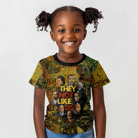 Black History Portrait Collage Kid T shirt Africa Empowering They Not Like Us Quote in Grunge Paint - Wonder Print Shop