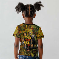 Black History Portrait Collage Kid T shirt Africa Empowering They Not Like Us Quote in Grunge Paint - Wonder Print Shop