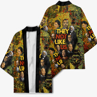 Black History Portrait Collage Kimono Africa Empowering They Not Like Us Quote in Grunge Paint - Wonder Print Shop