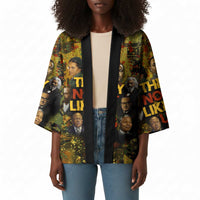 Black History Portrait Collage Kimono Africa Empowering They Not Like Us Quote in Grunge Paint - Wonder Print Shop
