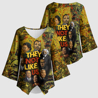 Black History Portrait Collage Kimono Sleeve Blouse Africa Empowering They Not Like Us Quote in Grunge Paint - Wonder Print Shop