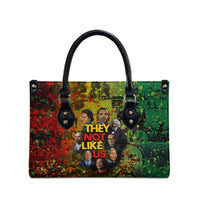 Black History Portrait Collage Leather Bag Africa Empowering They Not Like Us Quote in Grunge Paint - Wonder Print Shop