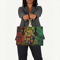 Black History Portrait Collage Leather Bag Africa Empowering They Not Like Us Quote in Grunge Paint - Wonder Print Shop