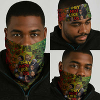 Black History Portrait Collage Neck Gaiter Africa Empowering They Not Like Us Quote in Grunge Paint - Wonder Print Shop