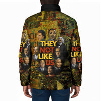 Black History Portrait Collage Padded Jacket Africa Empowering They Not Like Us Quote in Grunge Paint - Wonder Print Shop
