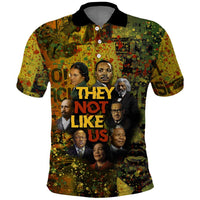 Black History Portrait Collage Polo Shirt Africa Empowering They Not Like Us Quote in Grunge Paint - Wonder Print Shop