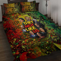 Black History Portrait Collage Quilt Bed Set Africa Empowering They Not Like Us Quote in Grunge Paint - Wonder Print Shop