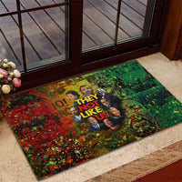 Black History Portrait Collage Rubber Doormat Africa Empowering They Not Like Us Quote in Grunge Paint - Wonder Print Shop