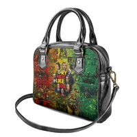 Black History Portrait Collage Shoulder Handbag Africa Empowering They Not Like Us Quote in Grunge Paint - Wonder Print Shop