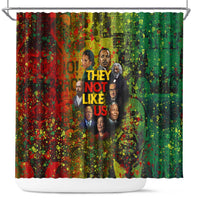 Black History Portrait Collage Shower Curtain Africa Empowering They Not Like Us Quote in Grunge Paint - Wonder Print Shop