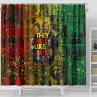Black History Portrait Collage Shower Curtain Africa Empowering They Not Like Us Quote in Grunge Paint - Wonder Print Shop
