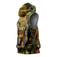 Black History Portrait Collage Sleeveless Hoodie Africa Empowering They Not Like Us Quote in Grunge Paint - Wonder Print Shop